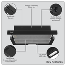 SEALEY DH287 Baridi Telescopic Cooker Hood with Aluminium Filters 60cm - Black