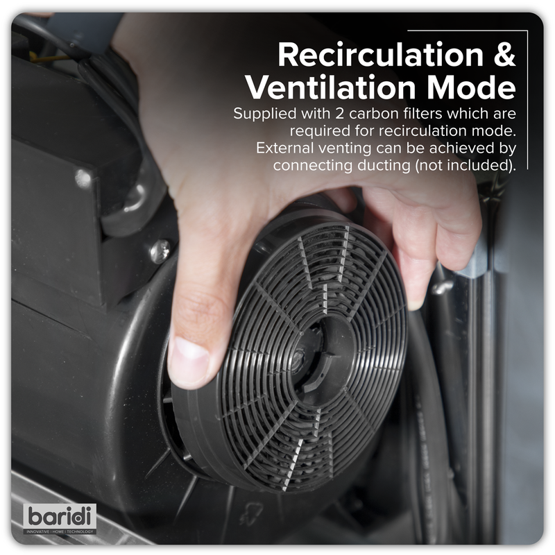 SEALEY DH287 Baridi Telescopic Cooker Hood with Aluminium Filters 60cm - Black