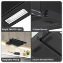 SEALEY DH287 Baridi Telescopic Cooker Hood with Aluminium Filters 60cm - Black