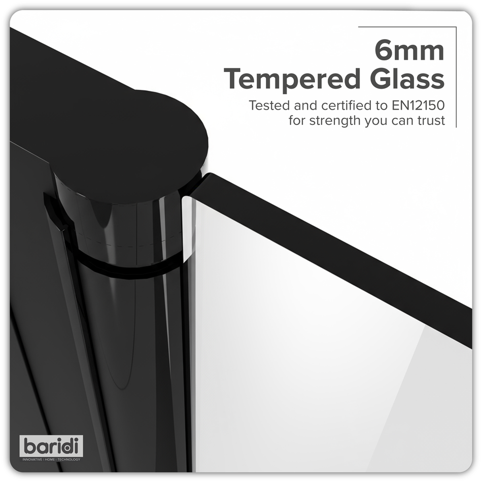Sealey DH304 Pivot Shower Door 800 x 1850mm, 6mm Tempered Glass, Reversible - Black
