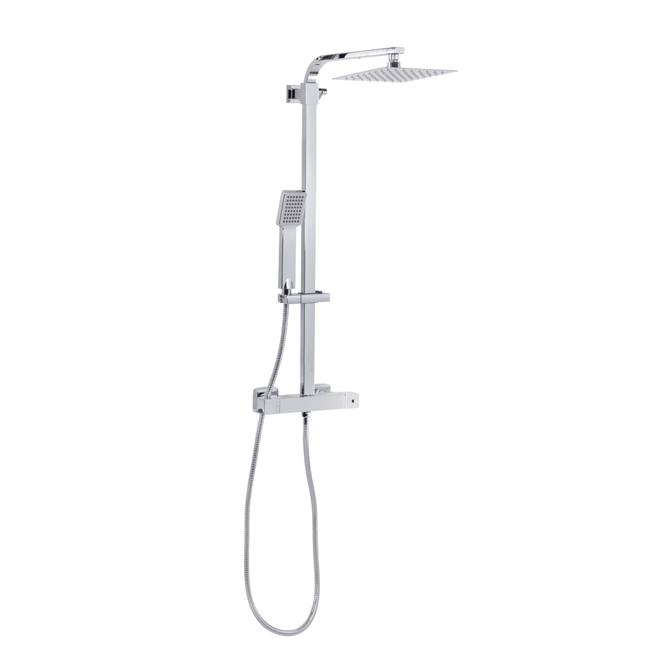 Sealey DH316 Thermostatic Shower Mixer Set, 20x20cm Square Head, Adjustable Rail - Chrome