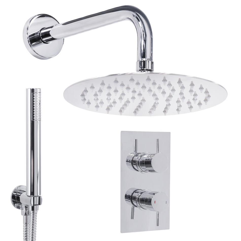 Sealey DH318 Concealed Thermostatic Shower Set 20cm Round Head & Hand Shower - Chrome