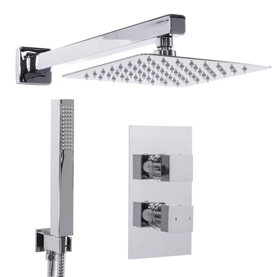 Sealey DH320 Concealed Thermostatic Shower Set 20 x 20cm Square Head & Hand Shower - Chrome