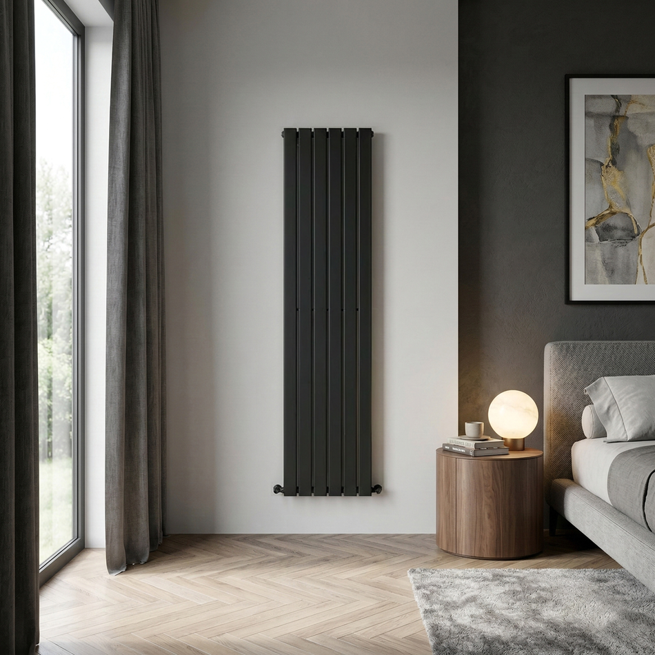 Baridi DH354 Vertical Radiator Contemporary Double Flat Panel Design 420 x 1800mm – Black