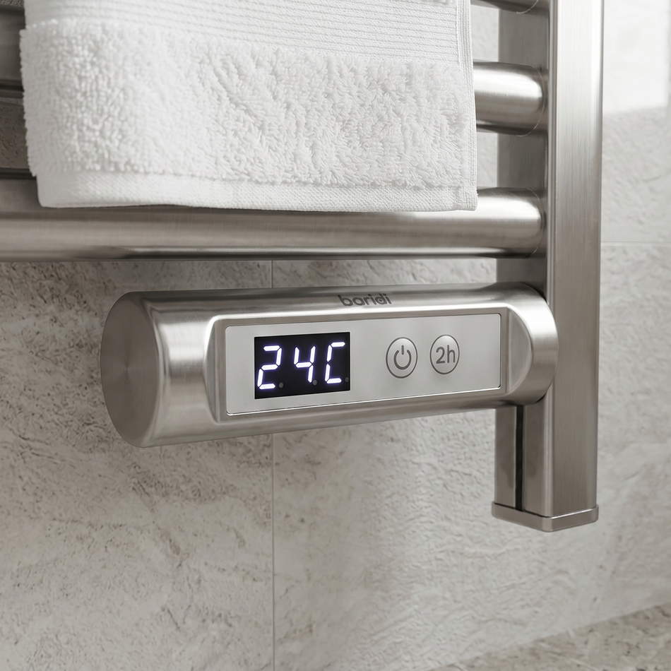 Baridi DH372 Electric Heated Towel Rail 1085 x 535mm with LED Display – Silver