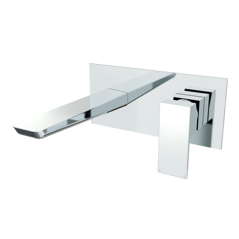 Baridi DH396 Wall Mounting Basin Mixer Tap, Square - Chrome