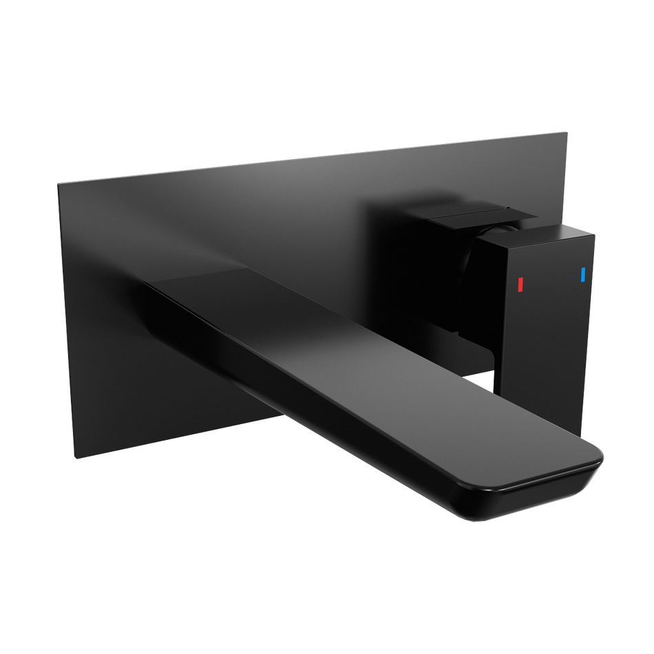 Baridi DH397 Wall Mounting Basin Mixer Tap, Square - Matt Black