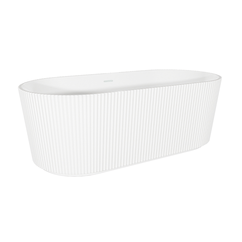 Baridi DH419 Double-Ended Fluted Design Bath with Slim Rim 150cm – Gloss White