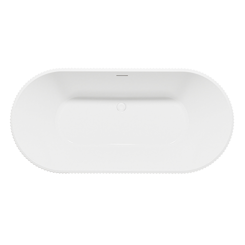 Baridi DH419 Double-Ended Fluted Design Bath with Slim Rim 150cm – Gloss White