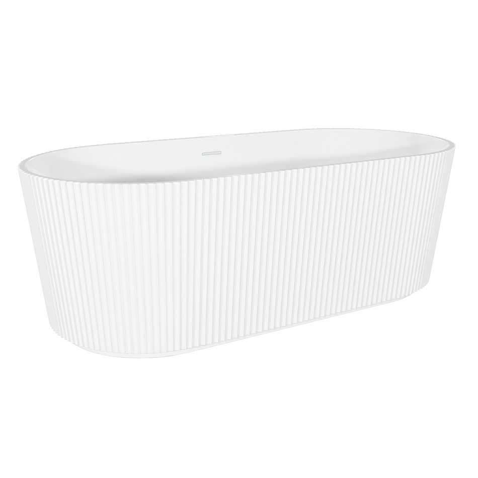 Baridi DH420 Double-Ended Fluted Design Bath with Slim Rim 168cm – Gloss White