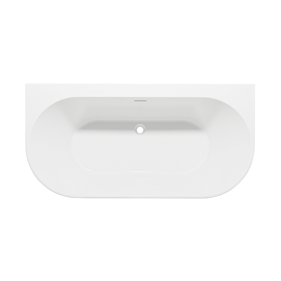 Baridi DH421 Back-to-Wall Slim Rim Bath with Overflow System 150cm – Gloss White