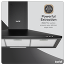 Baridi DH59  Cooker Hood, Chimney Style with Carbon Filters 90cm - Black