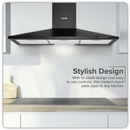 Baridi DH59  Cooker Hood, Chimney Style with Carbon Filters 90cm - Black