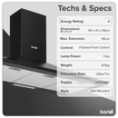 Baridi DH59  Cooker Hood, Chimney Style with Carbon Filters 90cm - Black