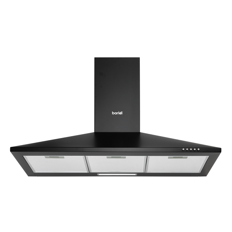 Baridi DH59  Cooker Hood, Chimney Style with Carbon Filters 90cm - Black