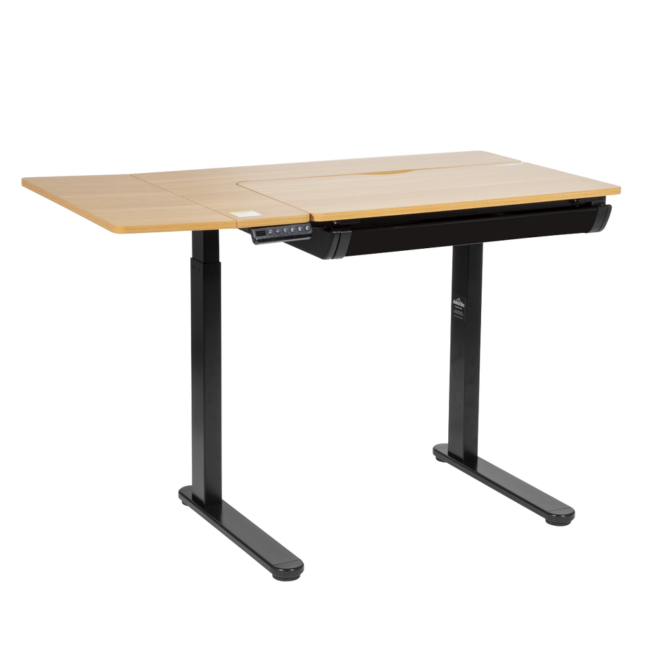 Dellonda DH71  Single Motor Ultra-Quiet Electric Adjustable Drawing Table with 40 degree Tilt, Drawer & Side Table