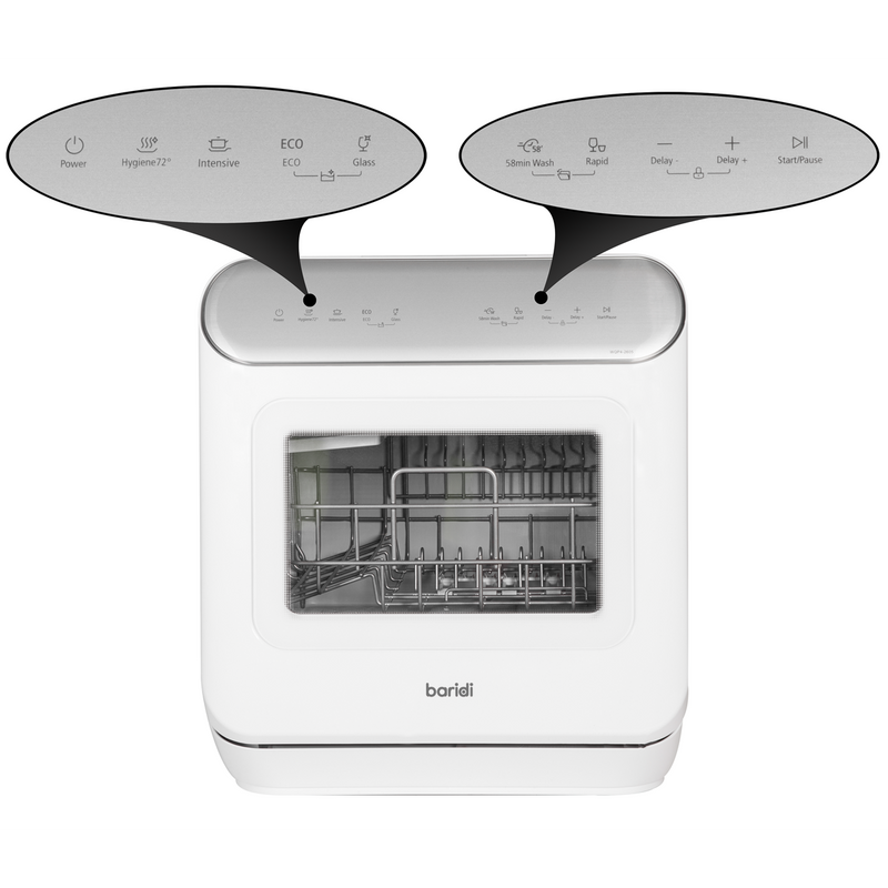 Baridi DH72  Tabletop Dishwasher 3 Place Settings 6L Capacity