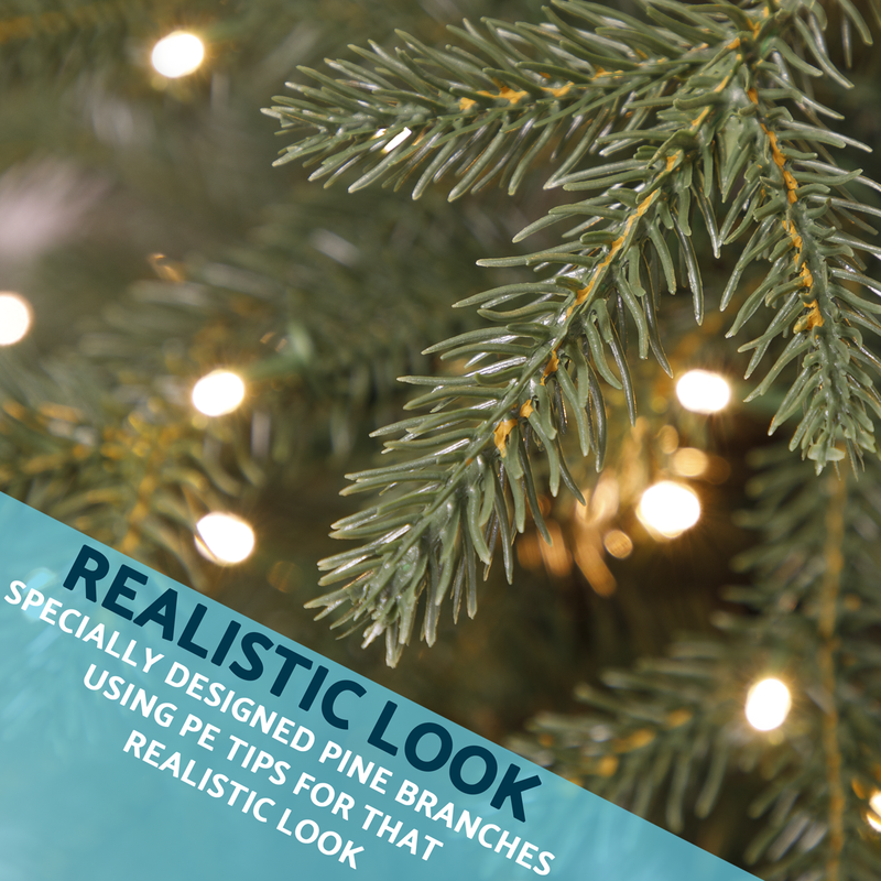 Dellonda DH80  Pre-Lit Hinged Christmas Tree with 190 Warm White LED Lights 5ft(150cm)