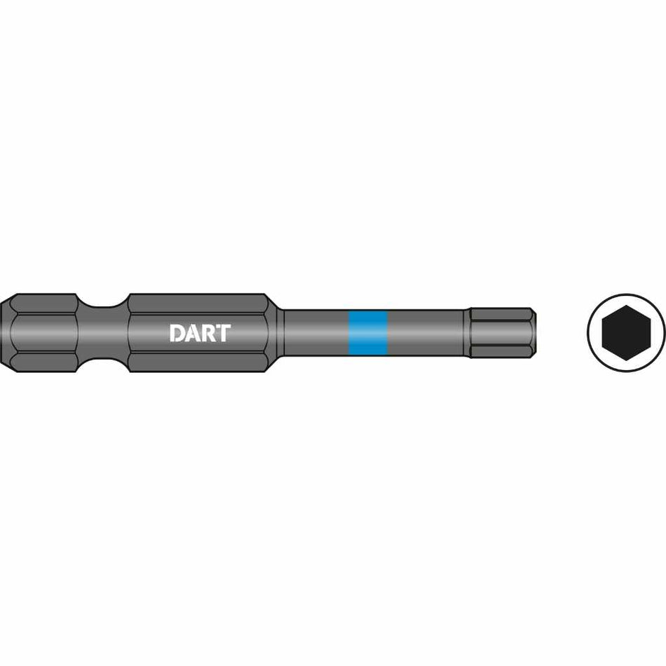 DART DI50HX4-10  Hex No. 4 50mm Impact Driver Bit - Pack 10