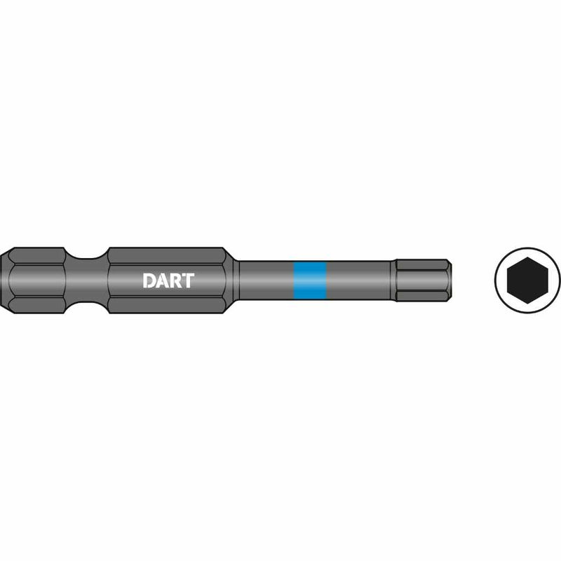 DART DI50HX5-10  Hex No. 5 50mm Impact Driver Bit - Pack 10