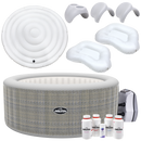 Dellonda DL100  2-4 Person Inflatable Hot Tub/Spa with Smart Pump & Starter Kit - Rattan Effect