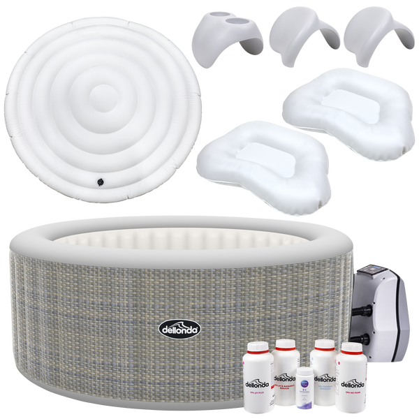 Sealey DL101 Dellonda 4-6 Person Inflatable Hot Tub/Spa with Smart Pump & Starter Kit - Rattan Effect