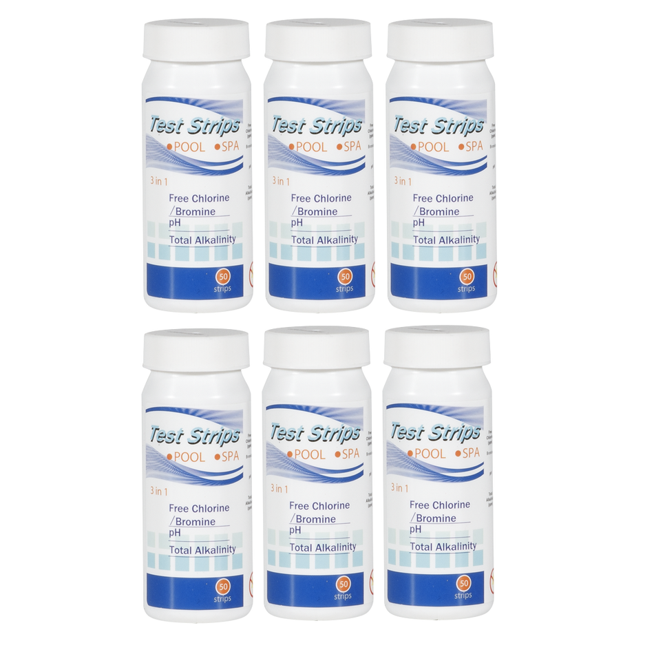 Dellonda DL108  3-in-1 Chlorine, PH & Alkalinity Test Strips x50 Strips - Pack of 6