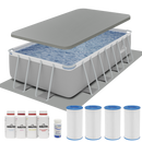 Dellonda DL140  Deluxe Steel Frame Swimming Pool with Filter Pump 18ft, Top Cover, Ground Sheet, Additional Filters & Starter Kit