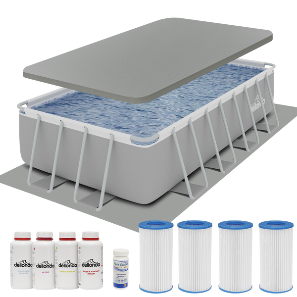 Sealey DL140 Dellonda Deluxe Steel Frame Swimming Pool with Filter Pump 18ft, Top Cover, Ground Sheet, Additional Filters & Starter Kit