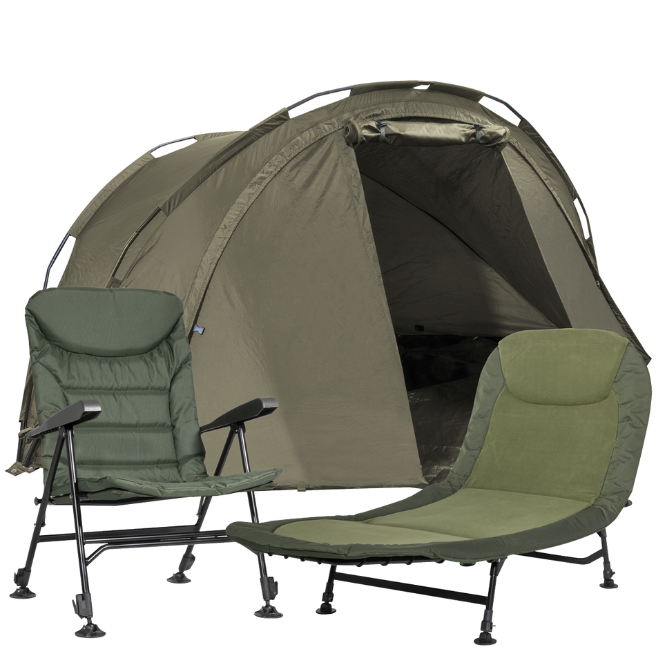 Dellonda DL143  Two-Person Bivvy Tent, Reclining Chair & Bedchair Set