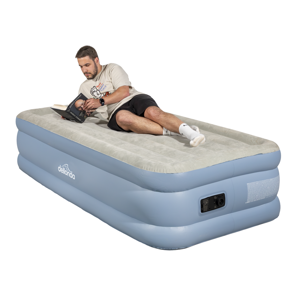 Dellonda DL146  Raised Air Bed with Built-in Electric Pump & Storage Bag - Single