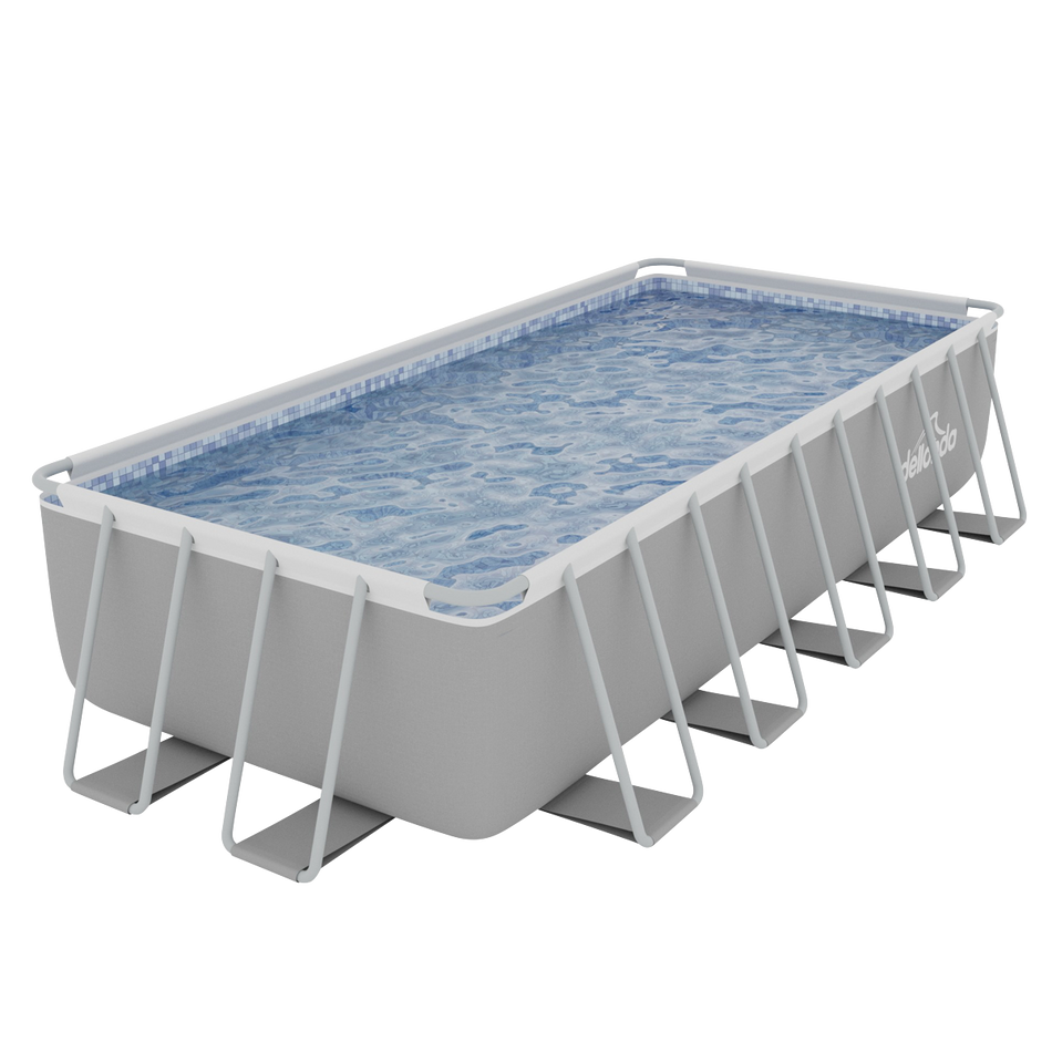 Dellonda DL150  Deluxe Steel Frame Rectangular Swimming Pool with Step Ladder & Filter Pump 21ft