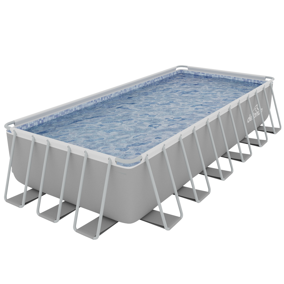 Dellonda DL151  Deluxe Steel Frame Rectangular Swimming Pool with Step Ladder & Filter Pump 25ft