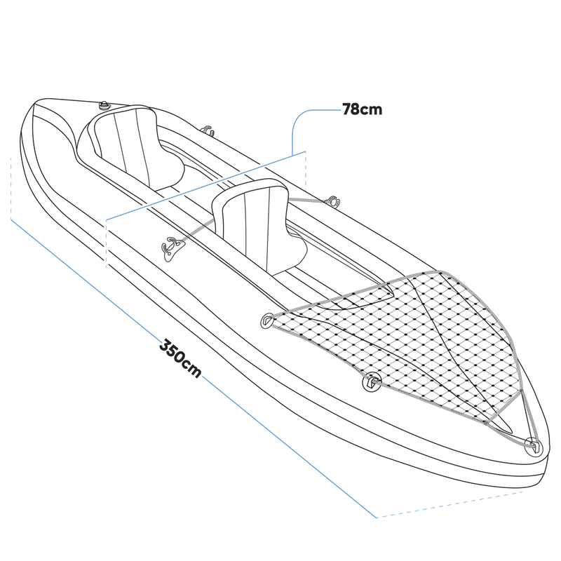 Dellonda DL155  Inflatable 2-Person Kayak/Canoe Set with Pump, Carry Bag & 2 Oars - Blue/Yellow/White