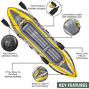 Dellonda DL155  Inflatable 2-Person Kayak/Canoe Set with Pump, Carry Bag & 2 Oars - Blue/Yellow/White