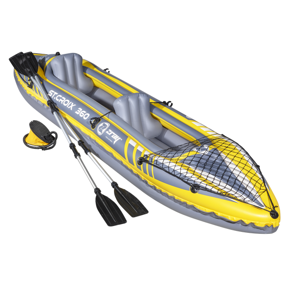 Dellonda DL155  Inflatable 2-Person Kayak/Canoe Set with Pump, Carry Bag & 2 Oars - Blue/Yellow/White