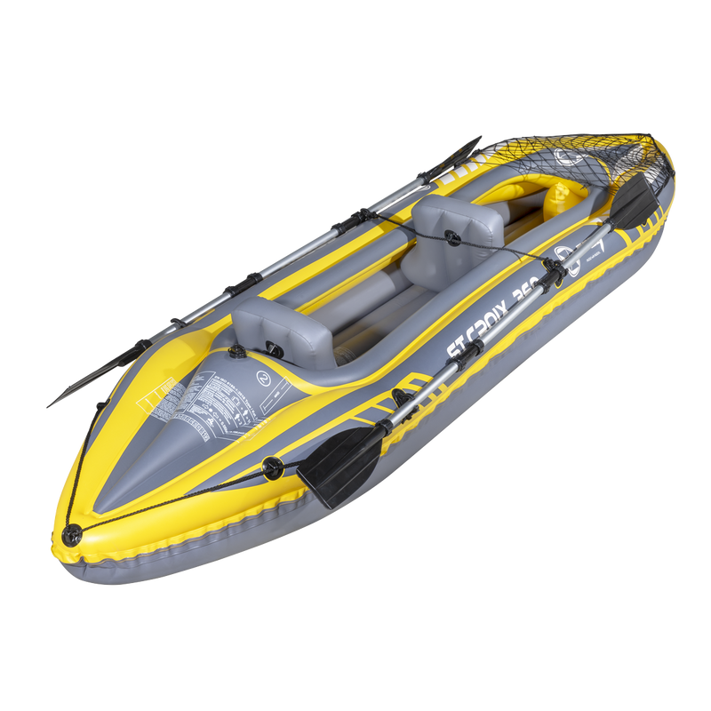Dellonda DL155  Inflatable 2-Person Kayak/Canoe Set with Pump, Carry Bag & 2 Oars - Blue/Yellow/White