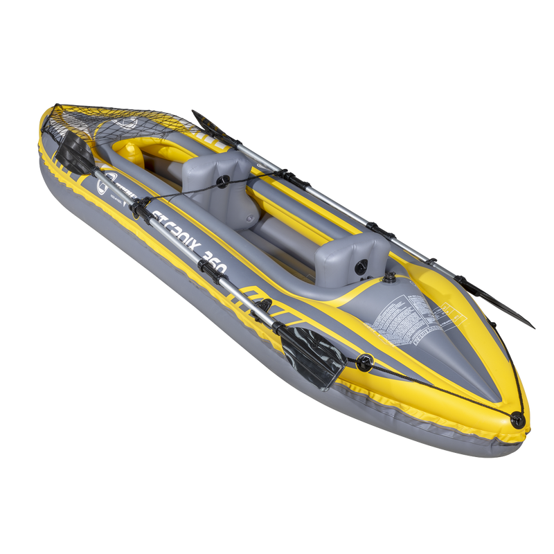Dellonda DL155  Inflatable 2-Person Kayak/Canoe Set with Pump, Carry Bag & 2 Oars - Blue/Yellow/White