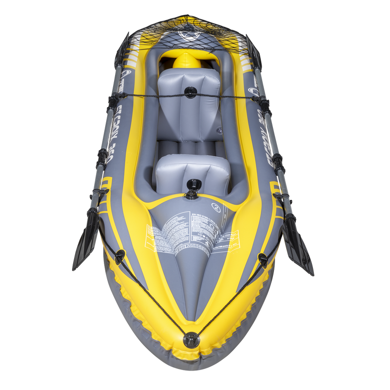 Dellonda DL155  Inflatable 2-Person Kayak/Canoe Set with Pump, Carry Bag & 2 Oars - Blue/Yellow/White