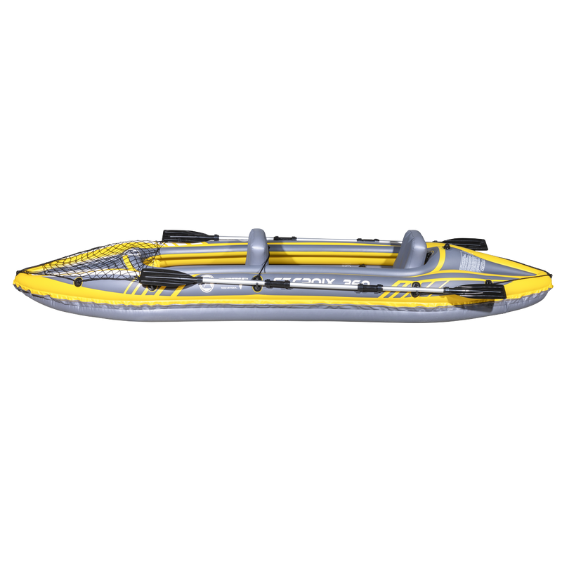 Dellonda DL155  Inflatable 2-Person Kayak/Canoe Set with Pump, Carry Bag & 2 Oars - Blue/Yellow/White