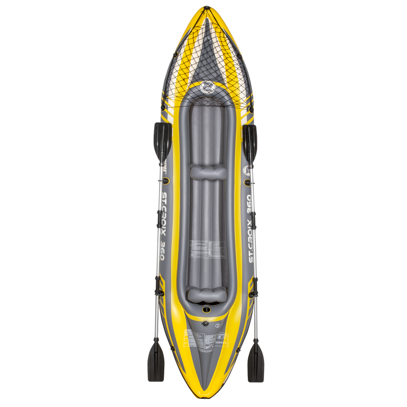 Dellonda DL155  Inflatable 2-Person Kayak/Canoe Set with Pump, Carry Bag & 2 Oars - Blue/Yellow/White