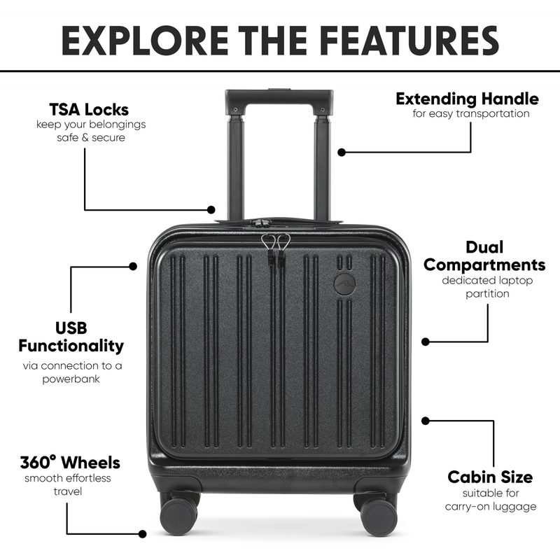 Dellonda DL156  Cabin Size Luggage with Laptop Compartments & Dual TSA Lock 18"