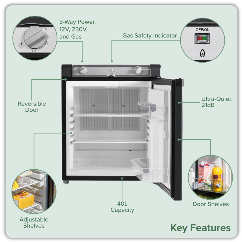 Dellonda DL158  3-Way Fridge 40L