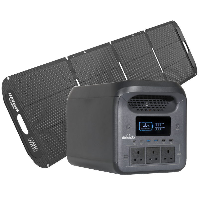 SEALEY DL180 Dellonda Portable Power Station 1800W & ETFE Foldable Solar Panel 220W