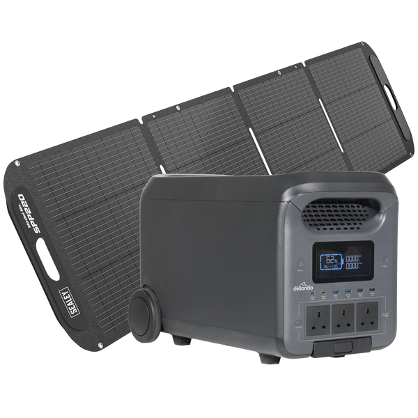 SEALEY DL181 Dellonda Portable Power Station 3000W & ETFE Foldable Solar Panel 220W