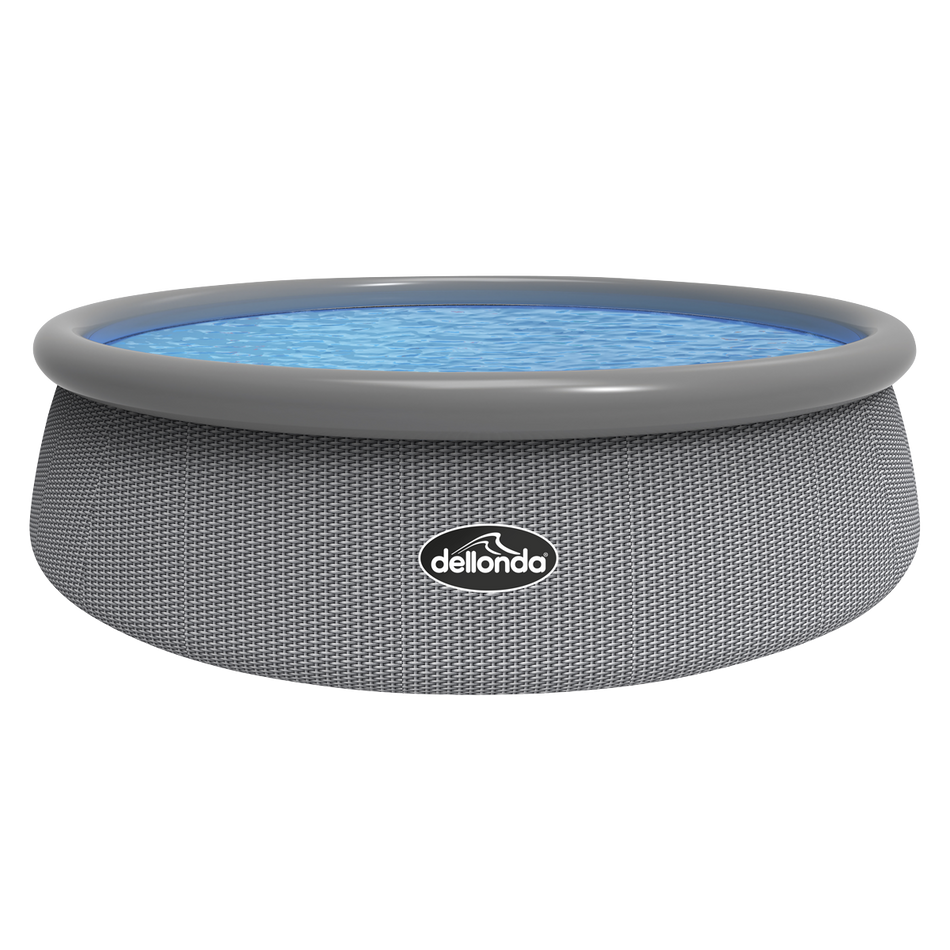 Dellonda DL18  Paddling/Swimming Pool & Pump 15ft - Gray Rattan Effect