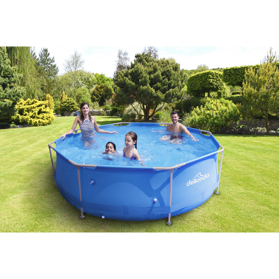 Dellonda DL19  Steel Frame Round Swimming Pool & Filter Pump 10ft - Blue
