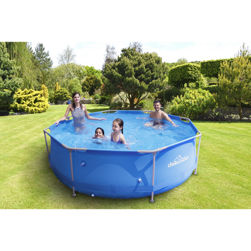 Dellonda DL19  Steel Frame Round Swimming Pool & Filter Pump 10ft - Blue