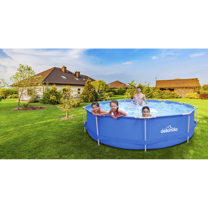 Dellonda DL20  Steel Frame Round Swimming Pool & Filter Pump 12ft - Blue
