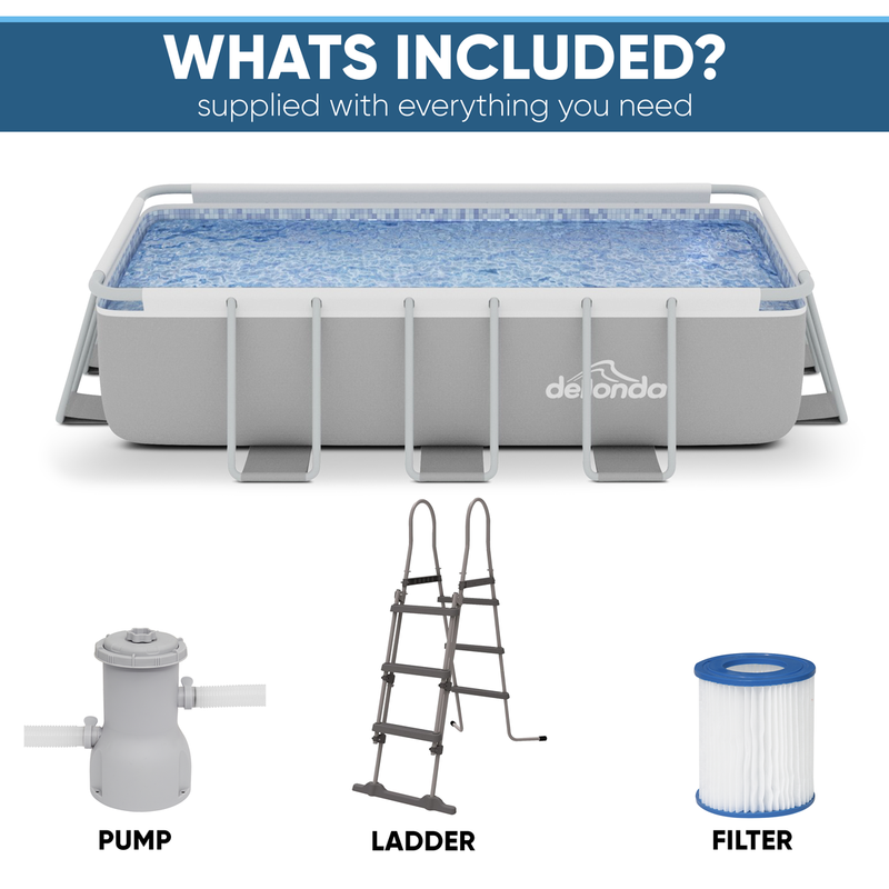 Dellonda DL21  Deluxe Steel Frame Swimming Pool with Filter Pump 13ft